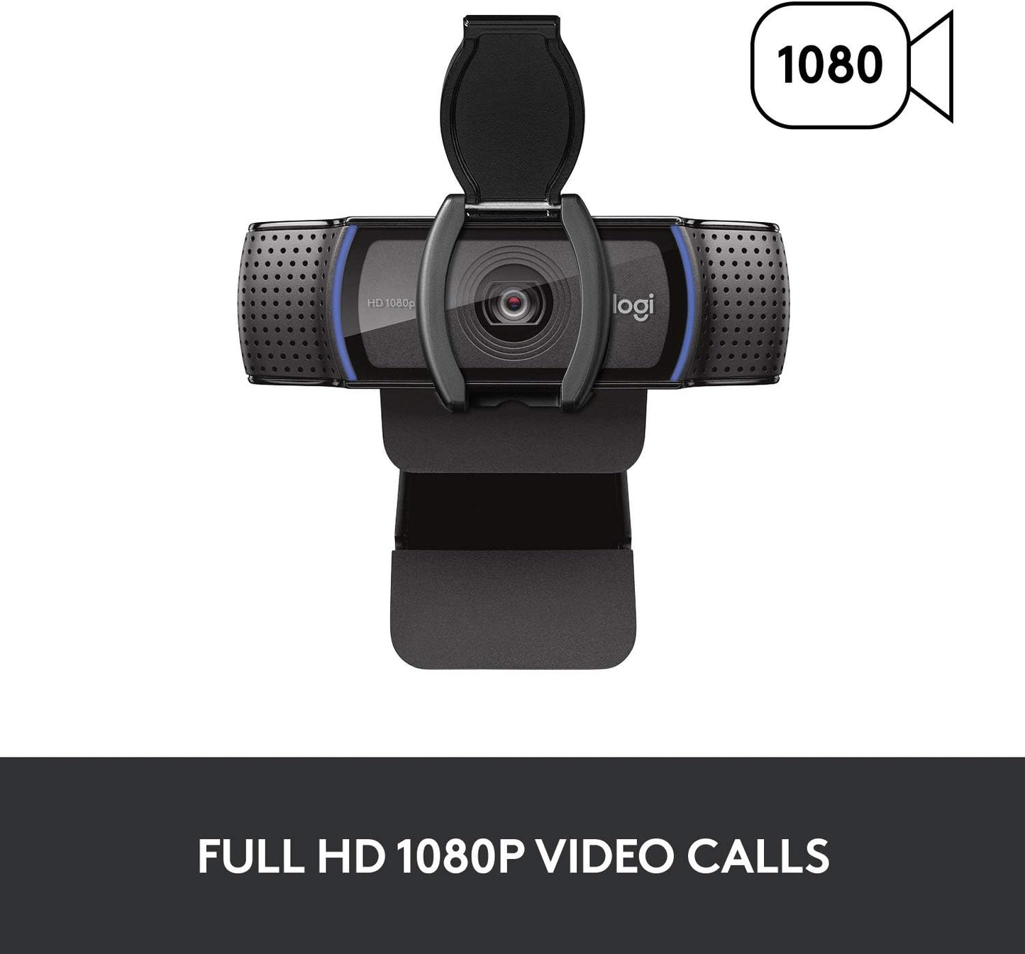 Logitech C920S HD Pro Webcam Full 1080p/30fps Video Calling Clear Stereo | 30fps video calling, clear stereo audio, light correction, works with Skype, Zoom, FaceTime, Hangouts, PC, Mac, laptop