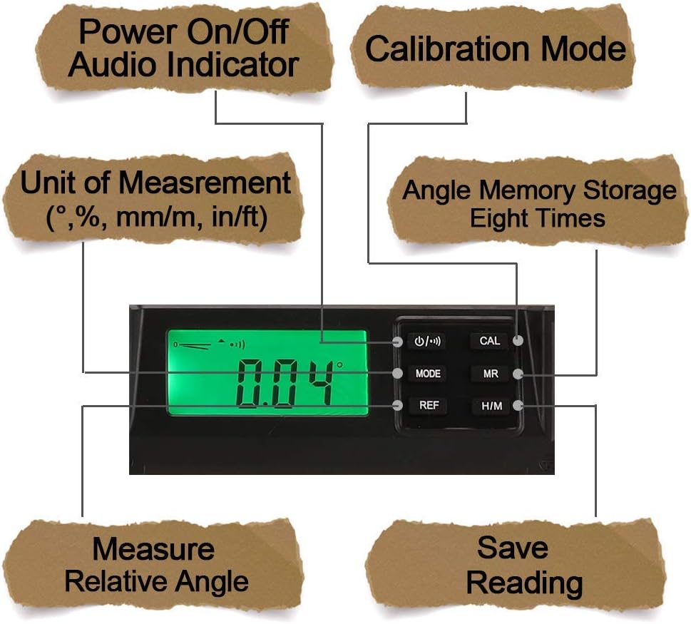 24-Inch Digital Torpedo Level and Protractor | Neodymium Magnets | Bright LCD Display | IP54 Dust/Water Resistant smart level with Carrying Bag