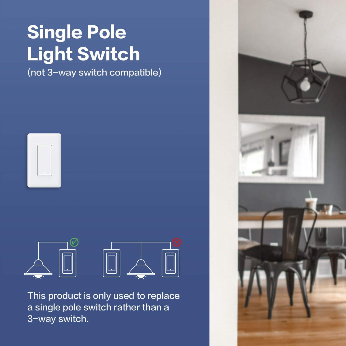 Aqara Smart Light Switch (No Neutral, Single Rocker), Requires AQARA HUB | Zigbee Light Switch, Remote Control and Smart Home Automation, Compatible with HomeKit, Google, Works with Alexa, SmartThings