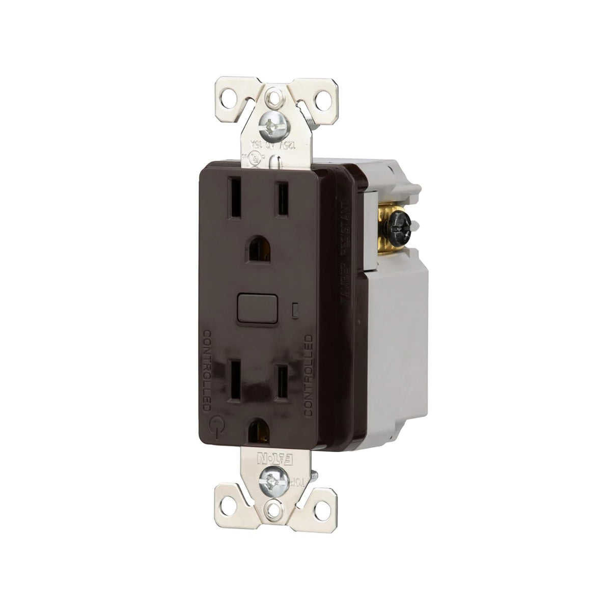 Eaton Wi-Fi Smart Receptacle Works with Hey Google and Alexa, Brown