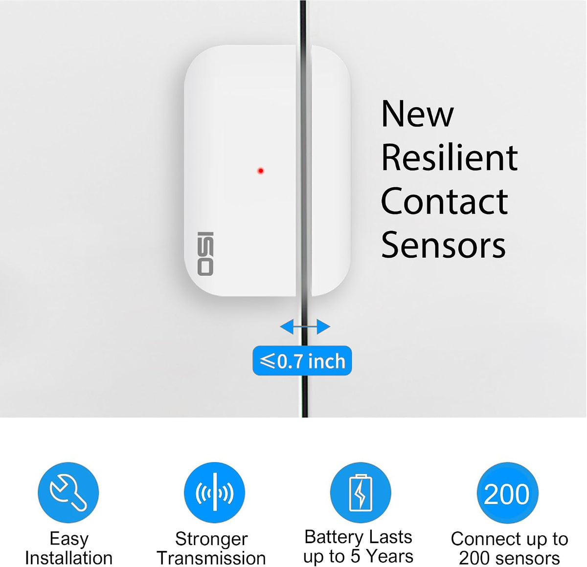 OSI Wireless Contact Sensors (Gen 2) White, Accessory for OSI Smart Alarm System (Gen 2), Wi-Fi Wireless Door & Window Sensor, with 3M Adhesive, use on Windows, Doors, Patio Door etc.
