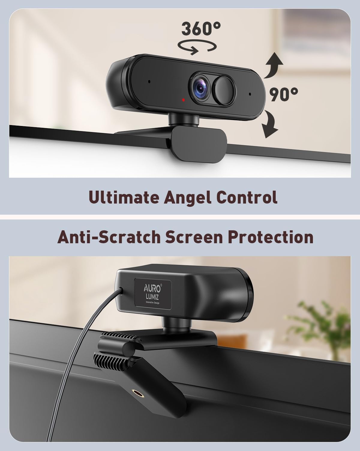 1080P Webcam with Mic, Privacy Cover, Mute Button for PC/Laptop | Dual privacy: mic mute button and lens cover; USB plug and play for Zoom, Teams, streaming and video calls