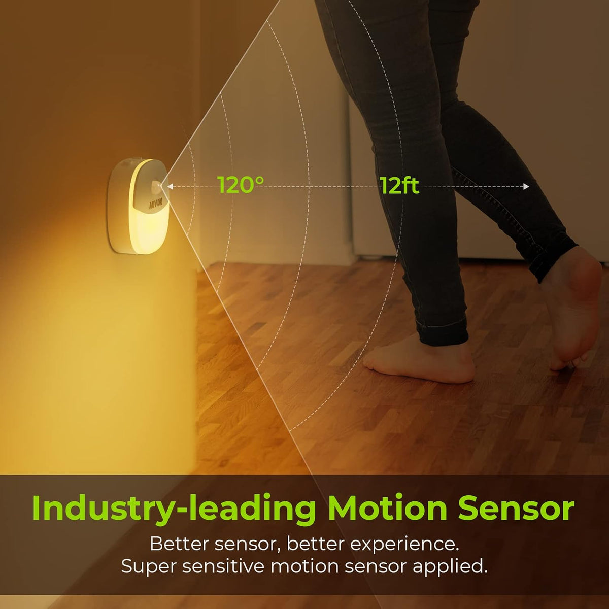 AUVON Magnetic Rechargeable Night Light, Motion & Dusk-Dawn Sensor, 4 Packs