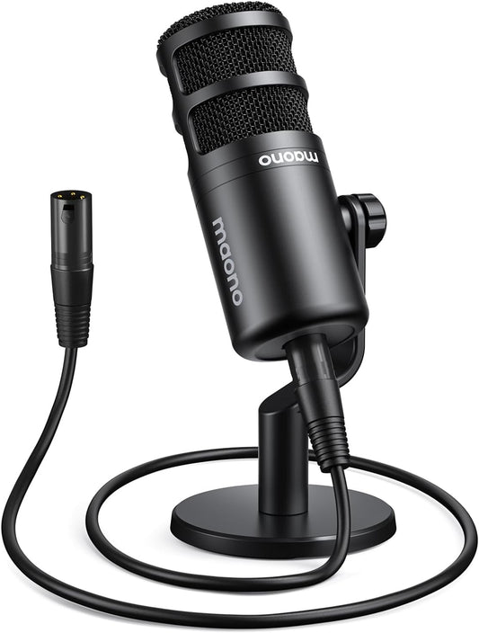 MAONO PD100 XLR Podcast Microphone, Cardioid Studio Dynamic Metal Desk Mic | Compatible with Audio Interface, Audio Mixer, Sound Card for Vocal Recording, Streaming, Voiceover, Music, Content Creation