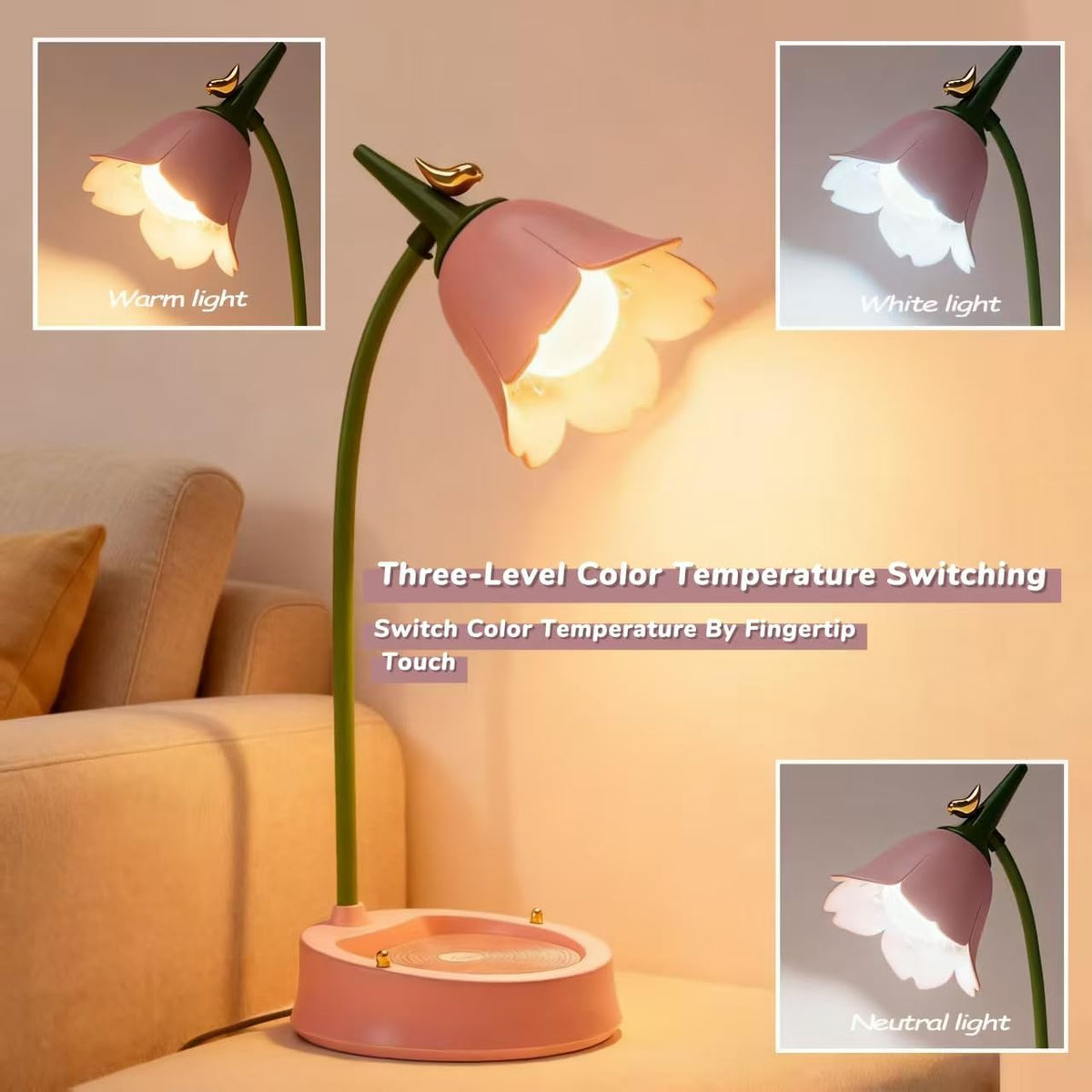 magical JD LED Desk Lamp Cordless Table Light Adjustable Gooseneck Dimmable Touch Rechargeable Battery Eye-Caring Night Light for Kids,Mini Cute Lamp for College Dorm Bedroom Reading