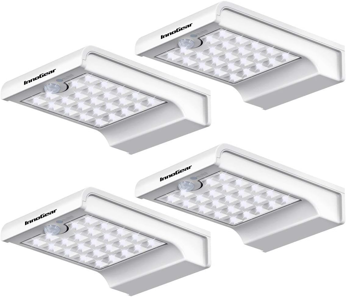 InnoGear 24 LED Solar Gutter Lights Outdoor Motion Sensor Wall Light, 4 Pcs