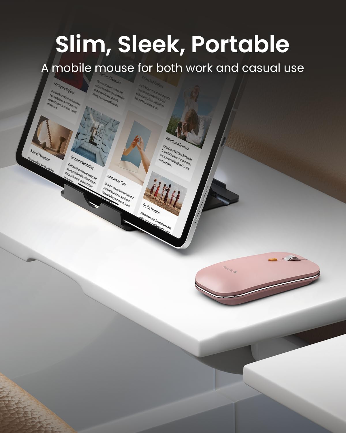 ProtoArc XKM01 Full-Size Foldable Keyboard Mouse Combo for Travel - Pink