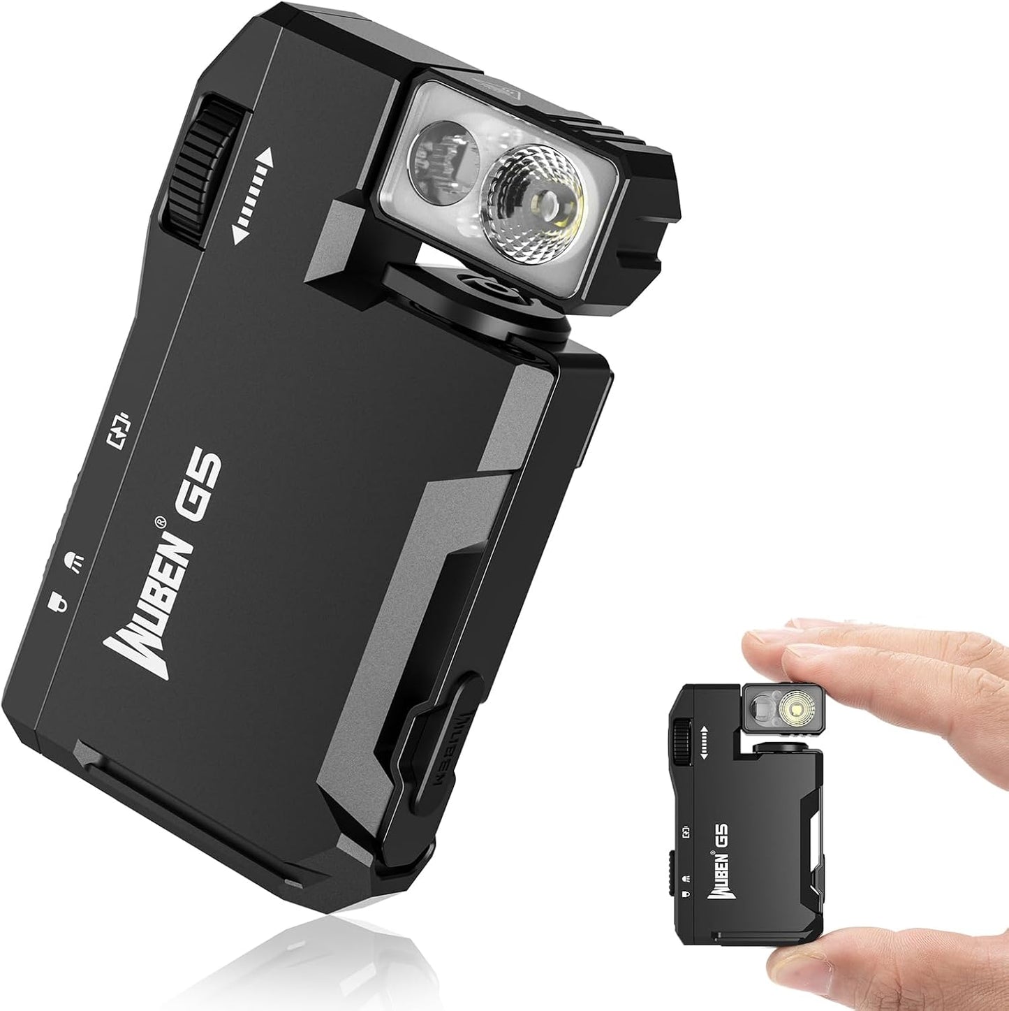 WUBEN G5 Rechargeable EDC Flashlight, Mini Flat Bright Pocket Flashlight | 400 Lumens Dual Light Source LED Flashlight with RGB, Powerful Magnetic Small Keychain Light for Home, Camping, Emergencies