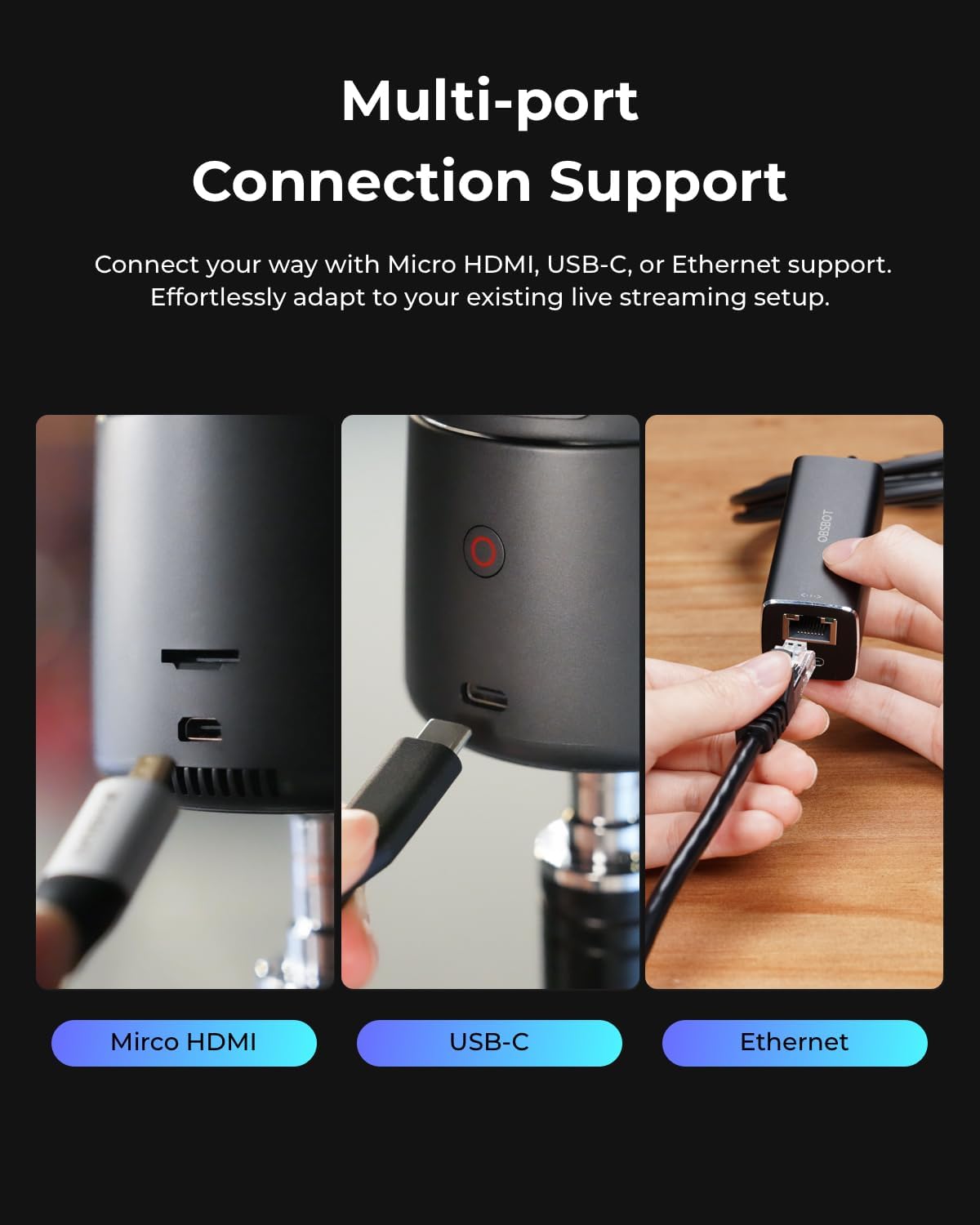OBSBOT Tail Air NDI Streaming Camera 4K+ Remote Control, AI Tracking Camera | PTZ Camera with Intelligent APP, Gesture Control, HDMI/USB-C/Wireless Webcam, Live Streaming Cameras (NDI Activated)