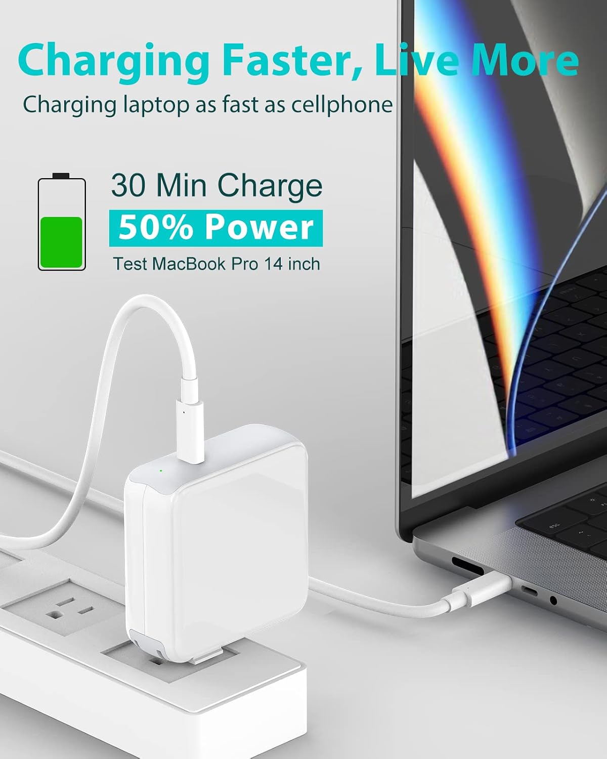 10ft Charger for MacBook Pro/Air 16, 15, 14, 13 inch 2025, 2024, 2023, 2022, 2021, 2020, M1 M2 M3 M4, 96W USB C Power Adapter, LED, 100W USB-C Cable Charging as Fast as Original Quality