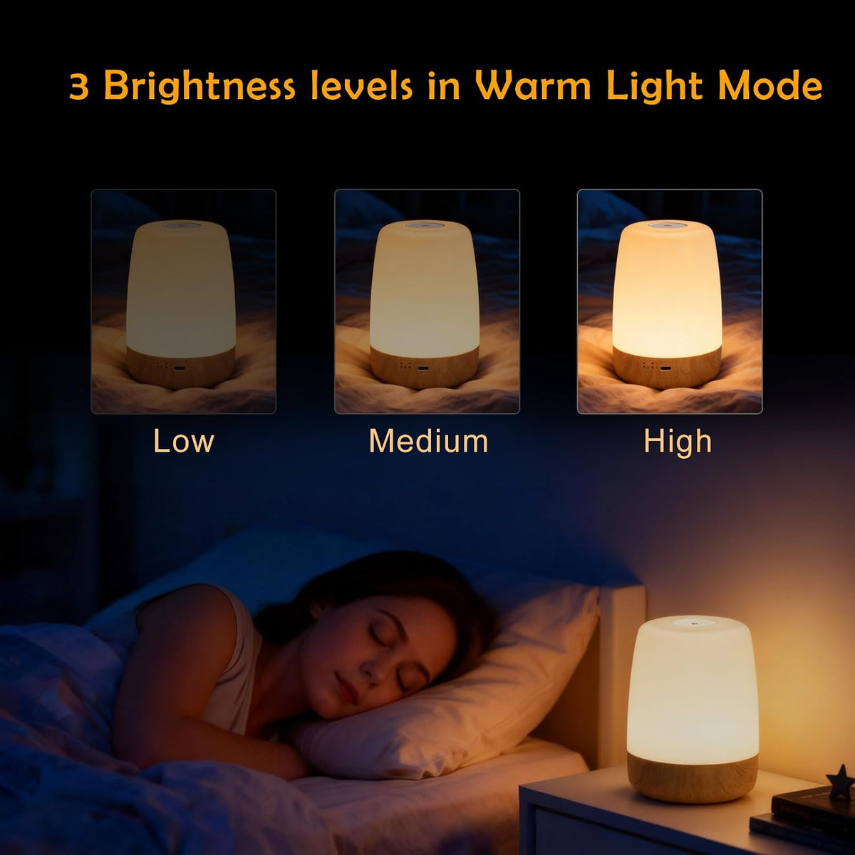 ELITUN LED Night Light, Cordless Bedside Lamp for Bedroom