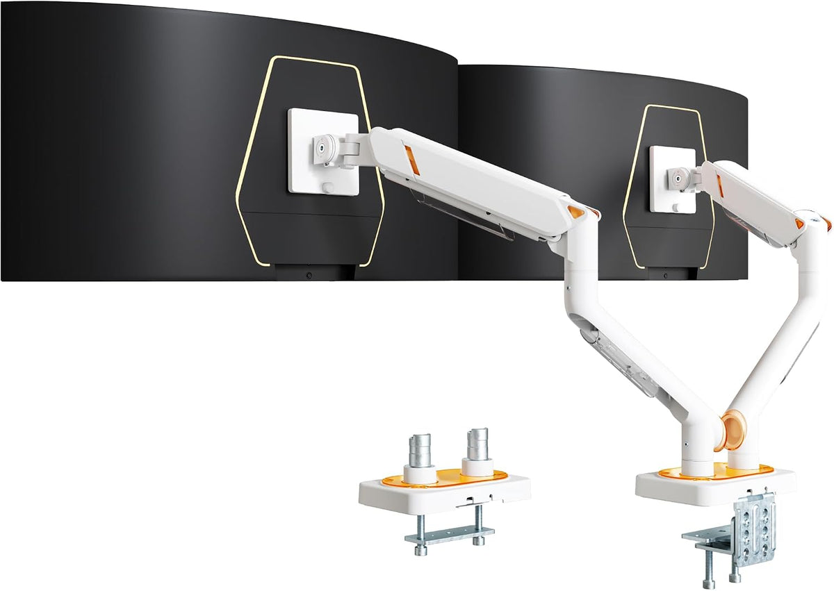 ARES WING 17-45 Inch Monitor Arm Ultrawide Dual Monitor Mount, White