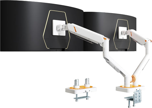 ARES WING 17-45 Inch Monitor Arm Ultrawide Dual Monitor Mount, White
