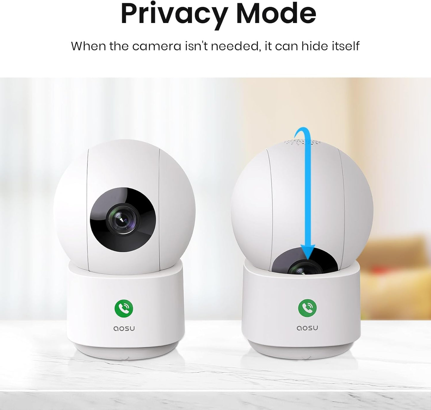 aosu 2K Indoor Camera,Baby Monitor for Home Security with 2.4GHz WiFi only | 360° Home View,One-Touch Calls,Smart Motion Tracking,IR Night Vision & 24/7 Recording,Compatible with Alexa/Google