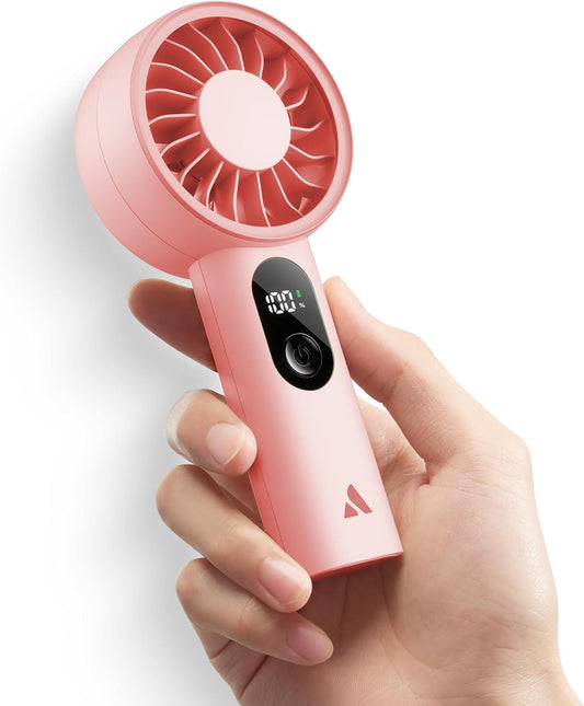 Aecooly Mighty Portable Fan, Powerful Handheld Fan, USB Rechargeable | [10H Max Cooling Time], Mini Personal Battery Powered, Pocket for Travel, Summer, Gifts for Women, Girls -Pink