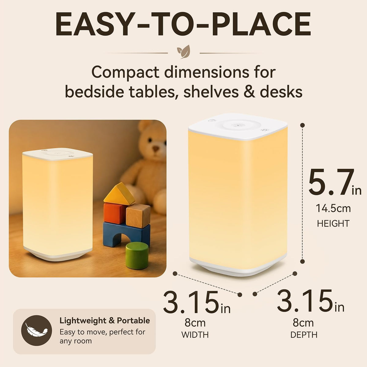 Auxmir Baby Night Light, 4000mAh, Remote, Touch, 256 RGB Colors, White