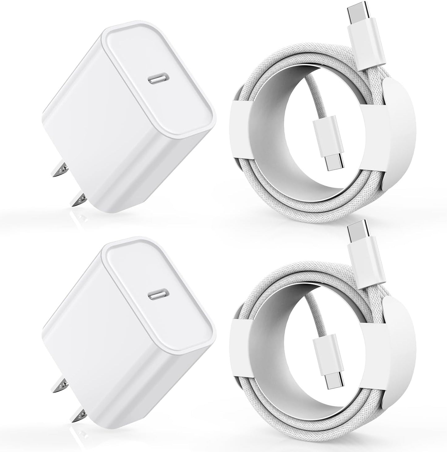 Charger for iPhone 17/16/15 Charger,Fast Charging iPhone 17/16/15 2Pack Type C Wall Adapter USB C Chargers Block 6FT USB-C to C Woven Cable for Apple iPhone 17 ProMax/Air/16 Plus/15,iPad Pro/Air/Mini
