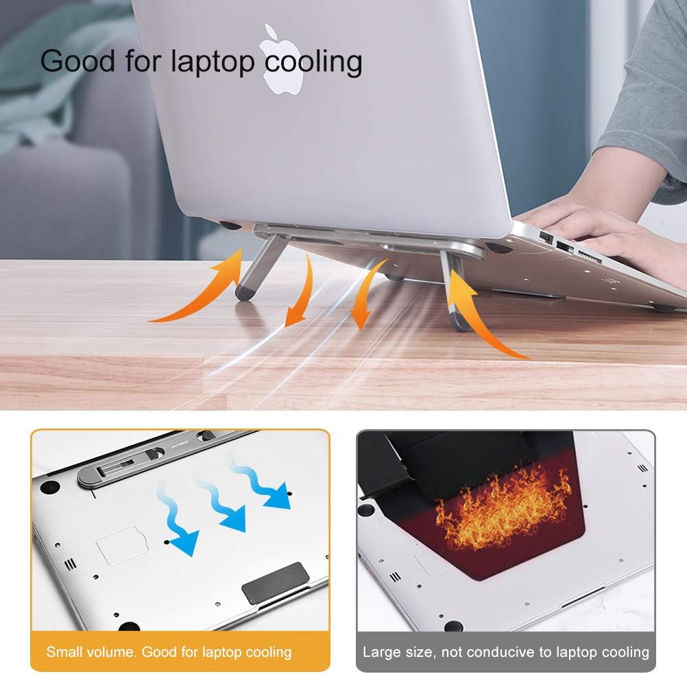 Aluminum Adhesive Laptop Cooling Riser, Foldable for Travel Office