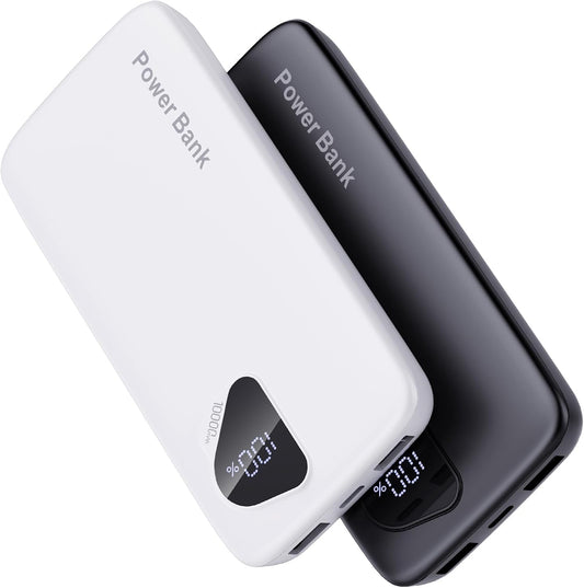 2026 2-Pack 10000mAh Portable Charger Battery Pack with Built in Cables | Travel Essential, 4 Outputs 2 Inputs Slim Power Bank for iPhone 17/16/15/14, Samsung Galaxy S23/22, Pixel etc