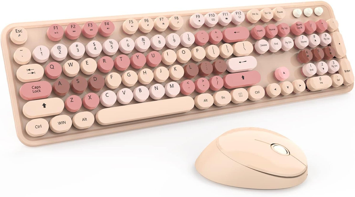 Wireless Keyboard and Mouse Cute Retro Typewriter for PC