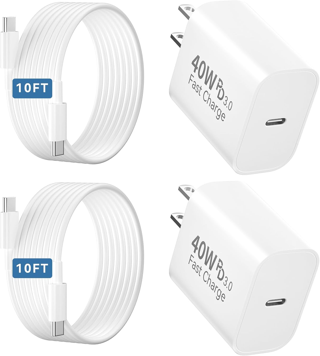 iPhone 17 Pro Max Charger Fast Charging, 40W USB C Fast Phone Charger with 10 FT Long Type C Charging Cable Cord for iPhone 17 Pro Max/17 Pro/Air/17/16/16Pro/16ProMax/Plus/15/S24/S25
