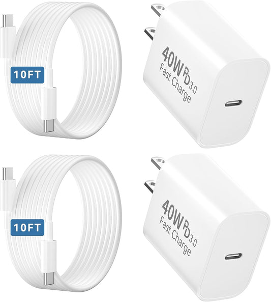 iPhone 17 Pro Max Charger Fast Charging, 40W USB C Fast Phone Charger with 10 FT Long Type C Charging Cable Cord for iPhone 17 Pro Max/17 Pro/Air/17/16/16Pro/16ProMax/Plus/15/S24/S25