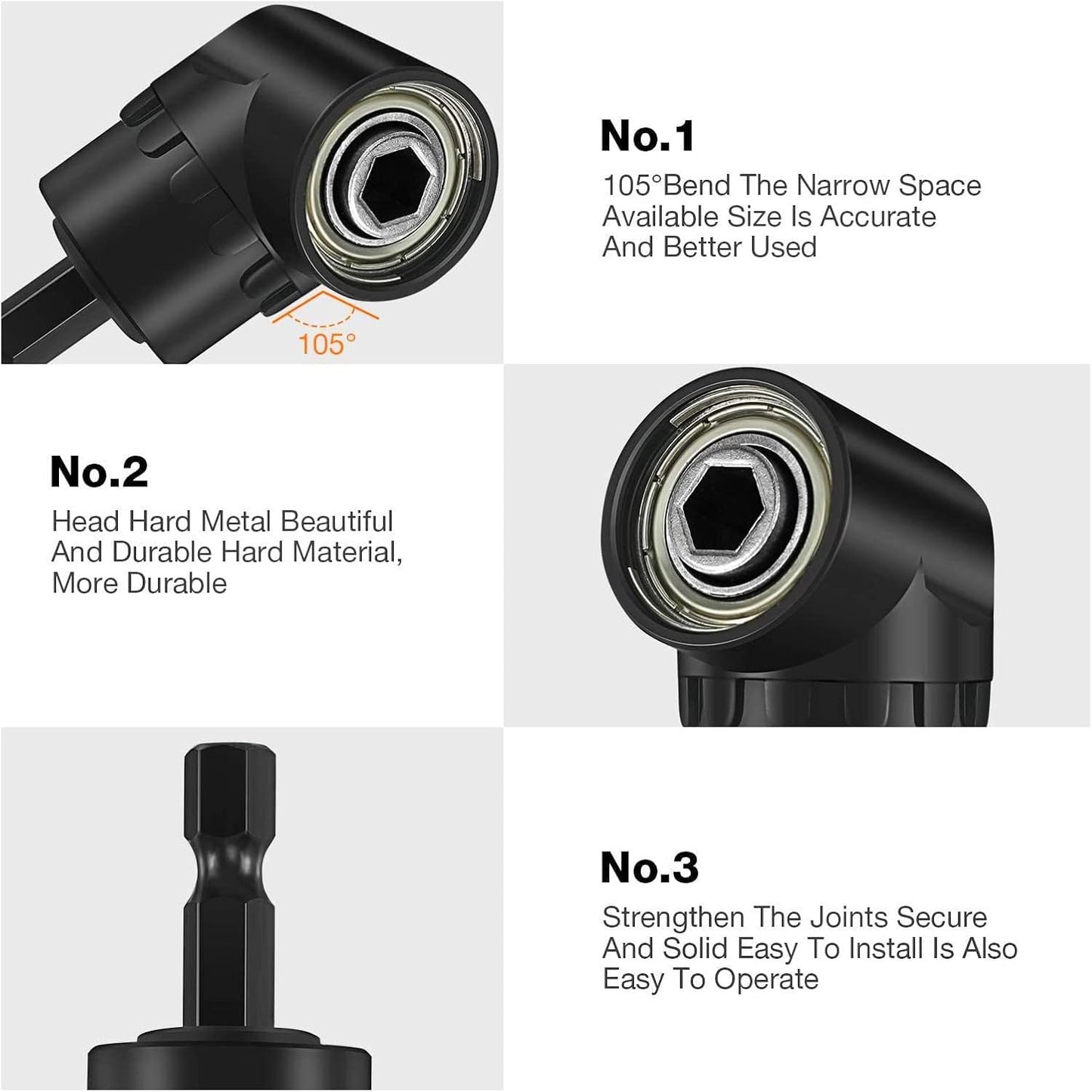 17Pcs Tools Flexible Drill Bit Extension,Include 3Pcs Rotatable Socket Adapter 2Pcs Hex Shank 105° Right Angle Drill Attachment 10 Short Screwdriver Bits 90° Angled Bits & Bendable Drill Bit Extension