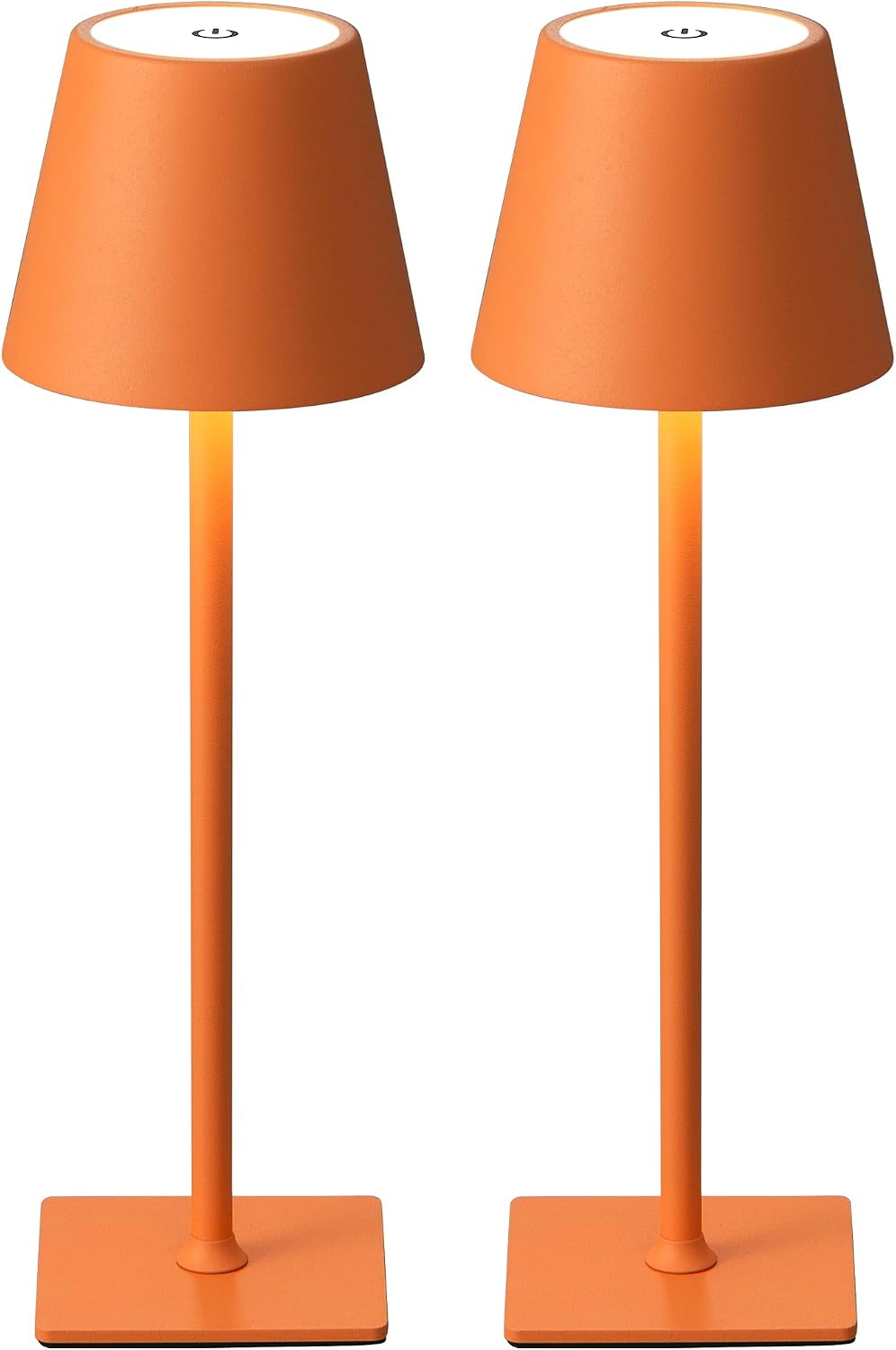 KDG 2 Pack Cordless Orange Table Lamps, Rechargeable Portable LED Desk Lamp | 4000mAh Battery Operated 3 Color Stepless Dimming Up for Restaurant, Bedroom, Outdoor Party, Camping, Coffee Shop, Nightlight