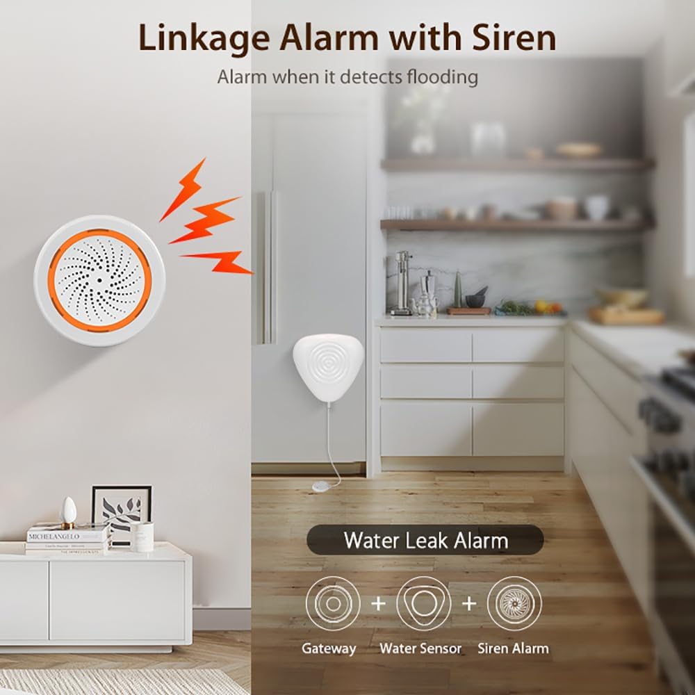 NEO Zigbee 3.0 Water Leak Detector, Smart Water Sensor Alarm for Home & Basement, Compatible with SmartThings and Home Assistant (ZHA & Z2M), 2 Pack