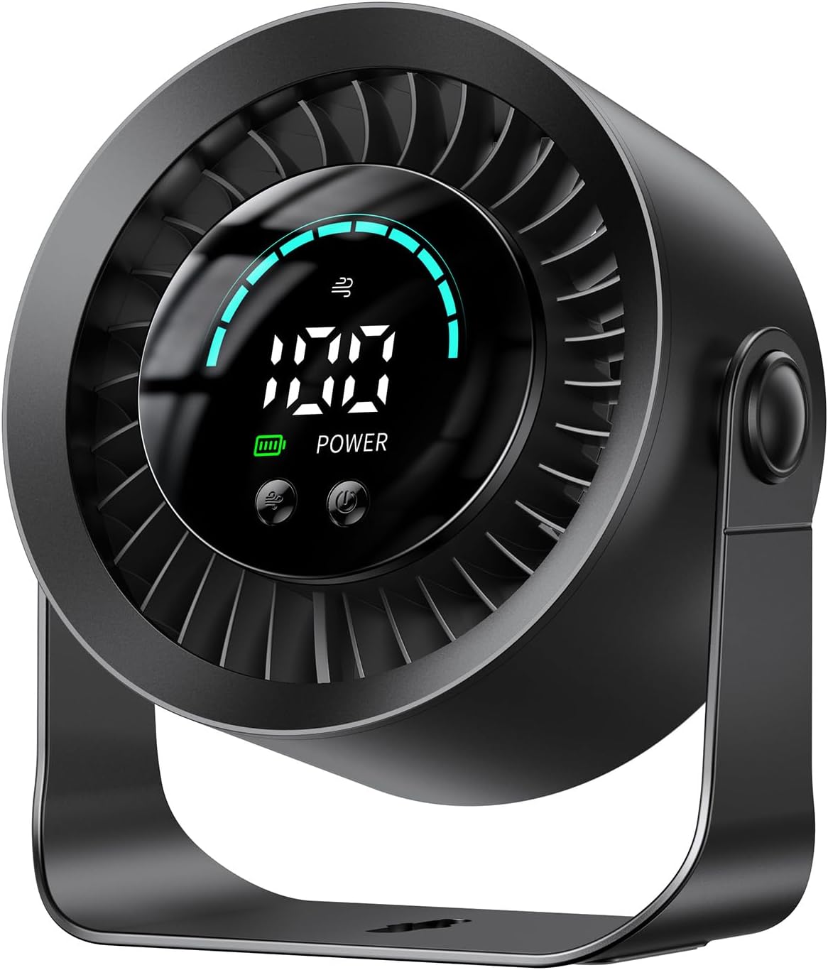 DIGIX Portable Desk Fan, 100 Speeds, 360° Rotation, USB Rechargeable | Quiet LED Display Table Fan with Wall Mount Design. Small Personal Cooling Fans for Home, Bedroom, Office & Travel, Black