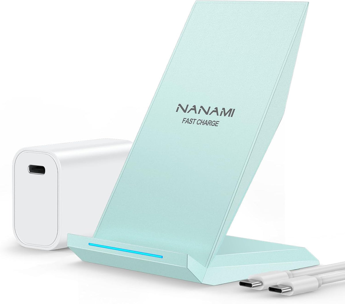NANAMI Fast Wireless Charger, Nightstand Charging Stand with 20W PD Adapter