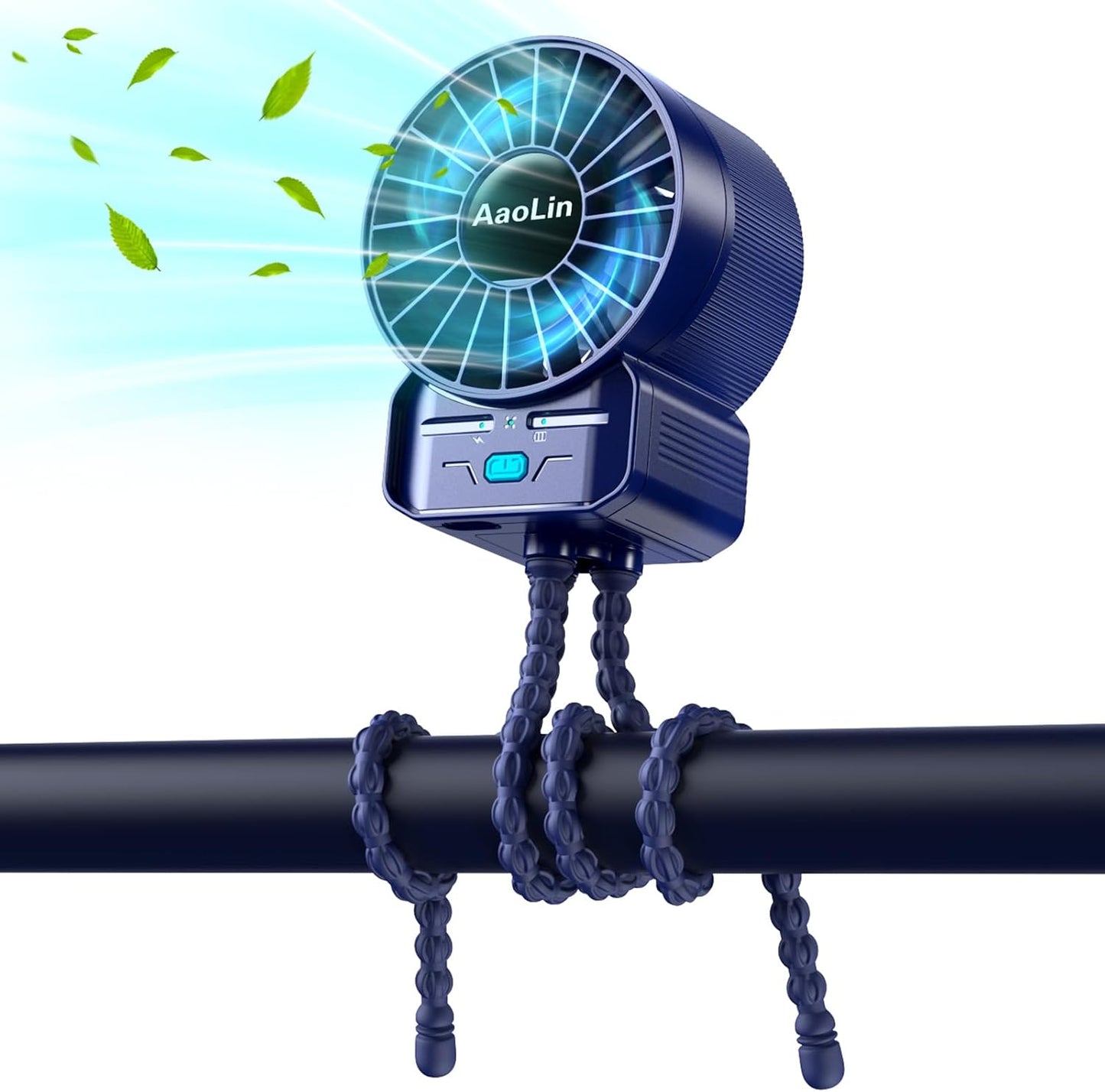 multifunctional USB rechargeable portable stroller small fan 4 speed 6600rpm high speed mini small handheld cooling fan extended flexible tripod for desktop wrap crib bike treadmill car kids gift