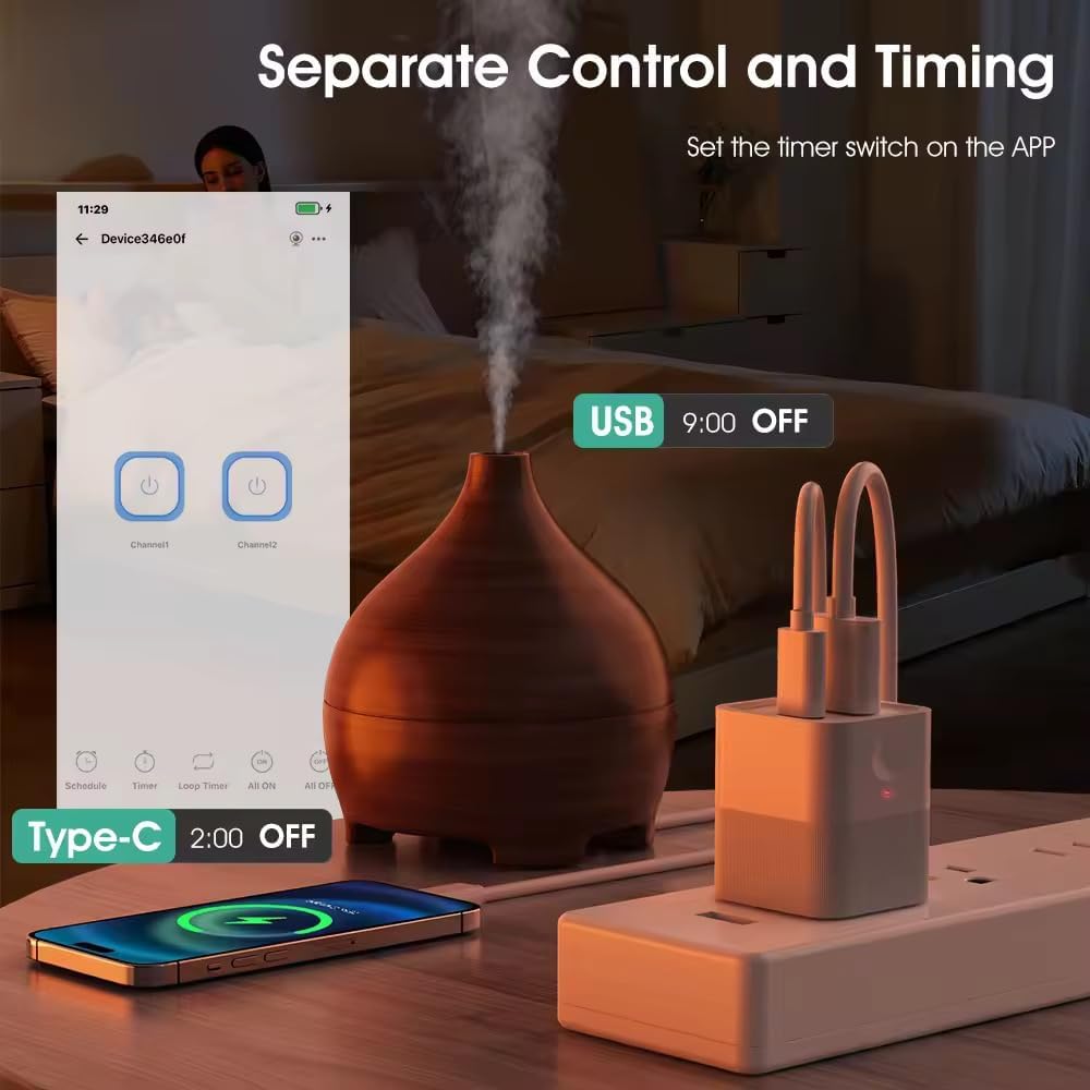 eWelink app Micro WiFi USB Type C Adaptor, Smart 5-12V DC Outlet Switch,Remote Timer Your USB Device by Phone app,Compatible with Alexa Google Home