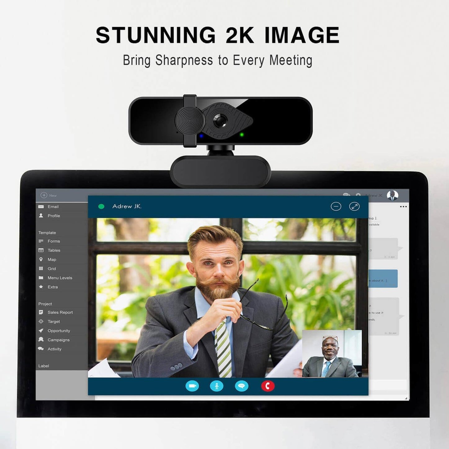 2K Ultra HD Webcam, Computer Camera for PC Monitor Laptop Desktop - External Web Cameras with Microphone, USB C Adapter, Privacy Cover for Video Conferencing, Streaming & Online Learning