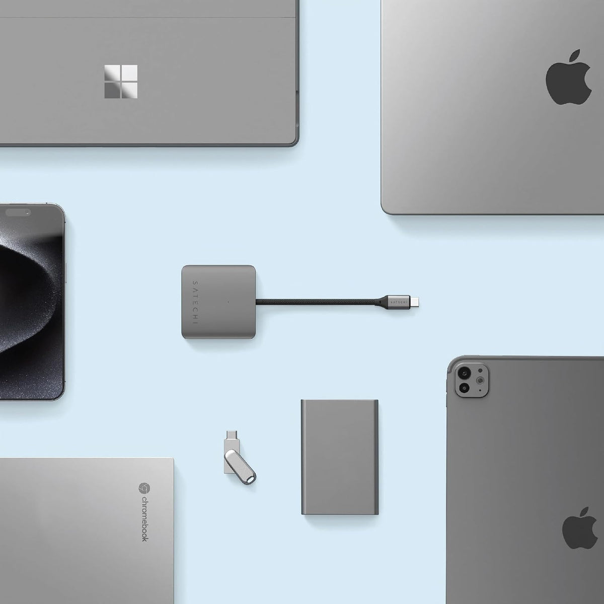 Satechi 4-in-1 USB-C Hub, 100W PD Pass-Through Charging, and More