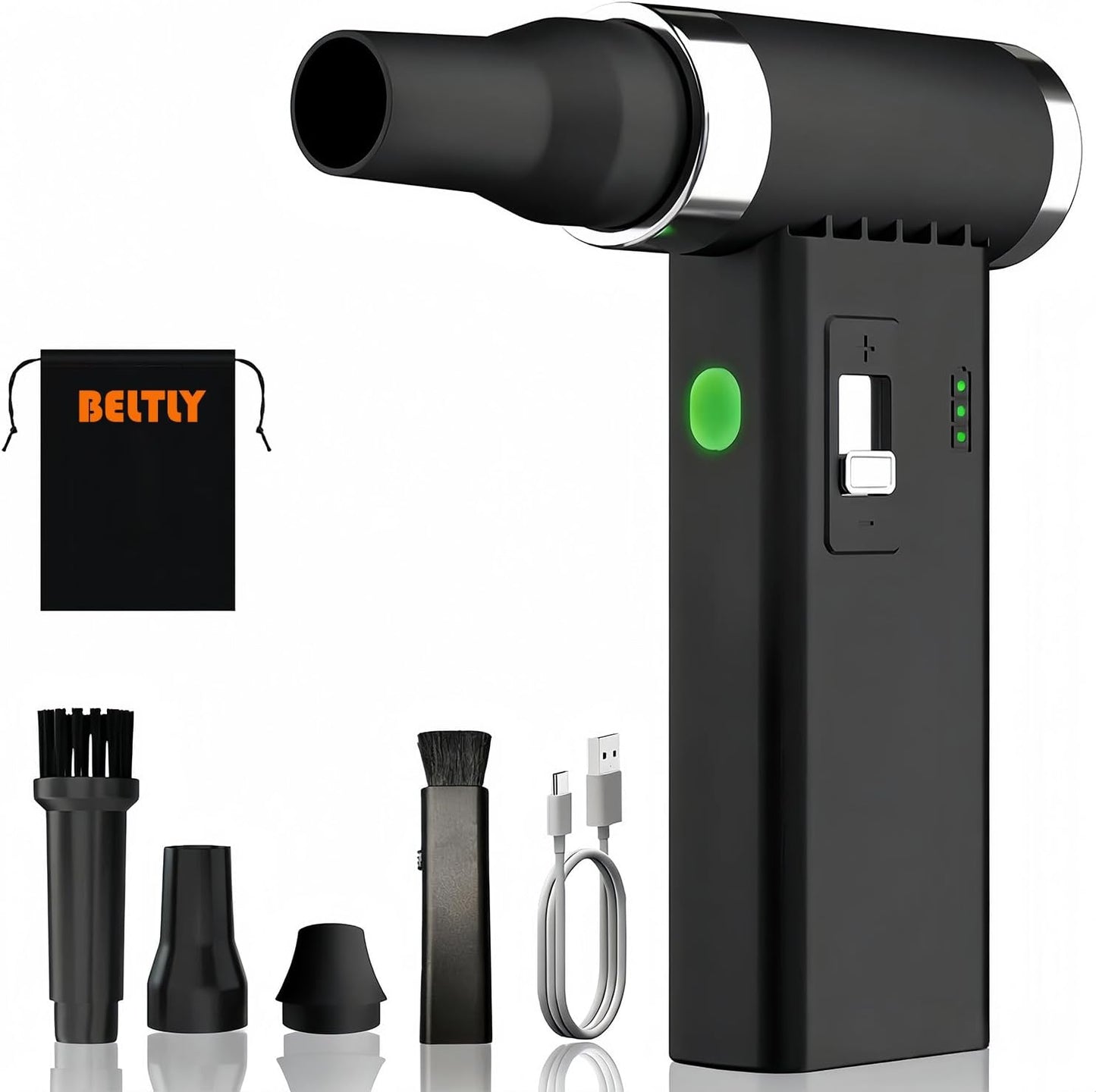 FT03 Compressed Air Duster, 1-100 Stepless Speed Adjustable | Powerful Electric Dust Blower, 110000RPM Brushless Motor, Cordless Jet Fan for Keyboard, PC, Car & Outdoor Cleaning, Black