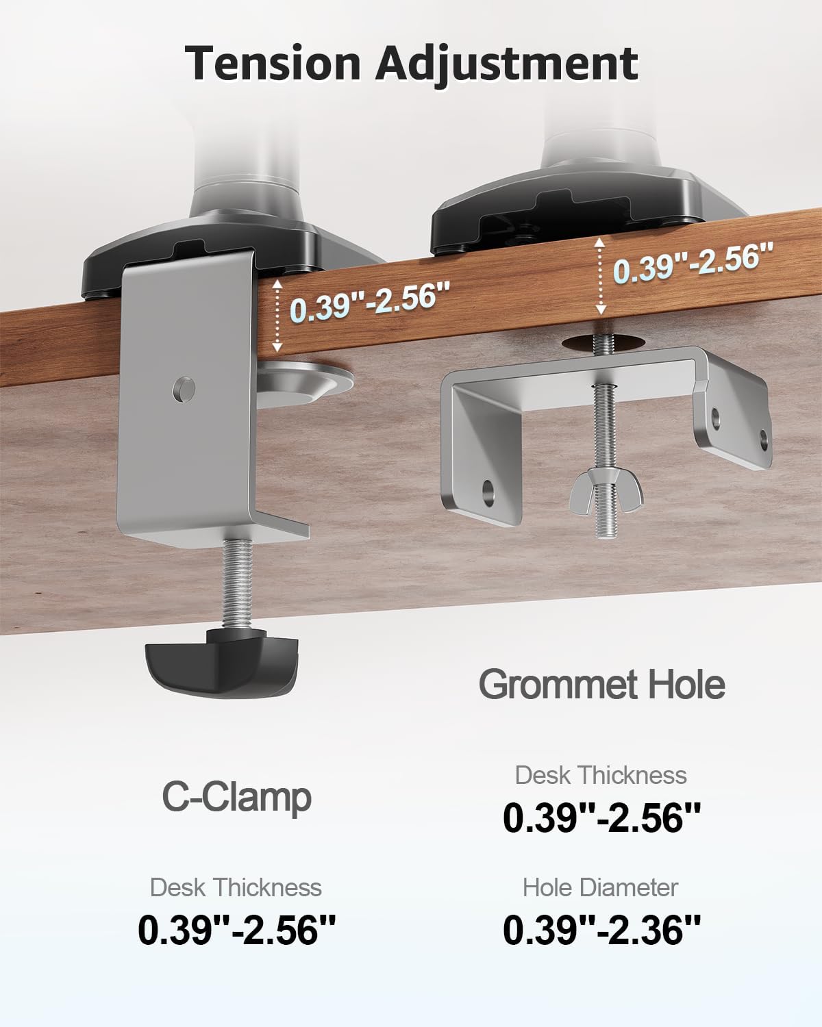 MOUNTUP Laptop Stand for Desk, Adjustable Aluminum Laptops Arm Mount for 14-17 Inch Notebook & 32" Monitor, Laptops Arm for Desk Support for 2.2-19.8lbs, 2-in-1 Laptop Desk Mount with Clamp/Grommet