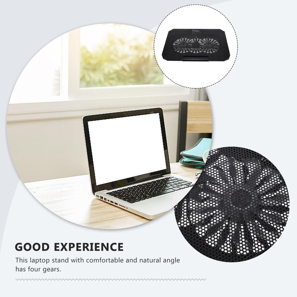 TEHAUX Laptop Cooling Pad for 14-15.6 inch Laptops USB Laptop Cooler Stand with Large Mesh Heat Dissipation Quiet Dual-Core Cooling 4-Gear Adjustable Tilt for Office Home Desk Use