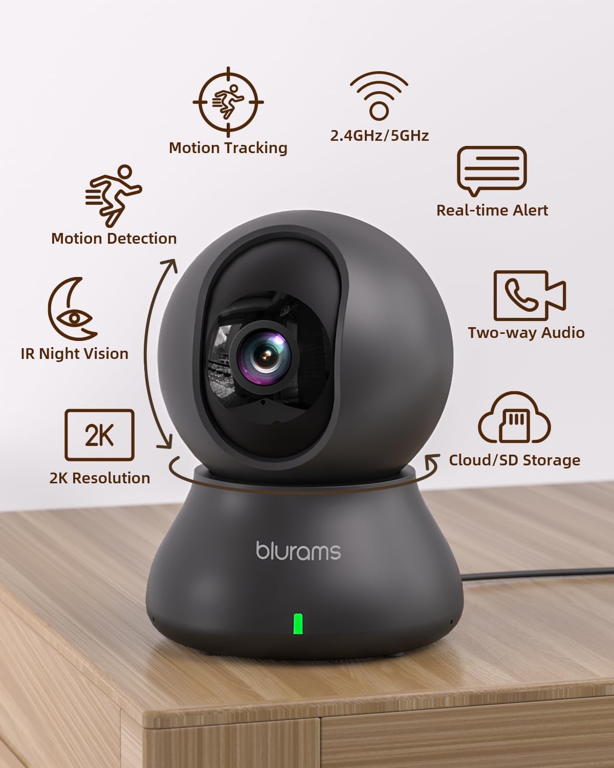 blurams Indoor Camera, 2K Pet Camera 360° Cameras for Home Security with Phone App, Motion Tracking, 2-Way Audio, IR Night Vision, Siren, Compatible with Alexa & Google Assistant