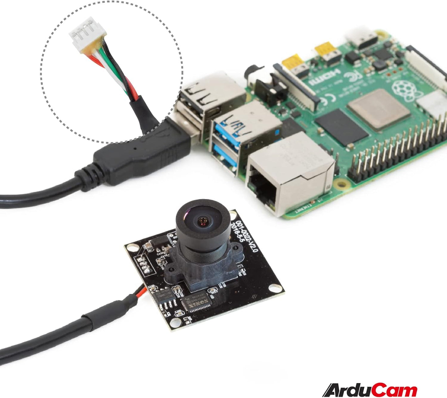 Arducam 5MP Wide Angle USB Camera for Computer, 1/4" CMOS OV5648 Mini UVC USB2.0 Video Webcam with Microphone, with 3.3ft/1m Cable