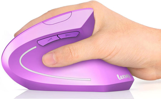 Lekvey Ergonomic Mouse, Rechargeable Vertical Wireless Mouse, Purple | USB-C Charging, 2.4G USB Wireless, Plug & Play, 3 DPI (800/1200/1600), Quiet Clicks, Carpal Tunnel Mouse, for Laptop, PC, Mac