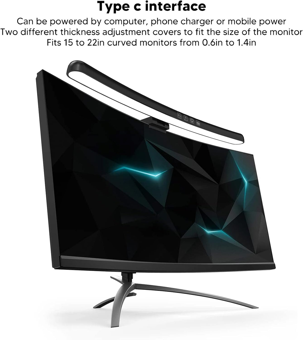 Luqeeg Curved Monitor Light Bar, Computer Monitor Lamp, Touch Dimming Screen Light Bar LED Monitor Light Reading Light with 3 Color Temp Modes & 7 Color RGB Adjustable for Office Home