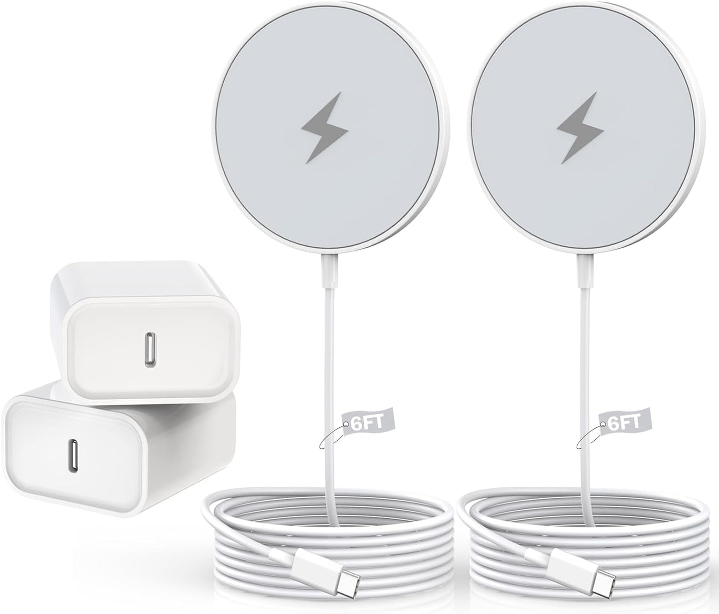 Magnetic Charger for iPhone 17,Mag-Safe Fast Wireless Charging 2Pack 15W 6Foot Magnetic Apple Charger Pad with 2Pack USB C PD Fast Charging Block for iPhone 17/17 Pro/16 ProMax/Plus/15,AirPods 3/Pro 2