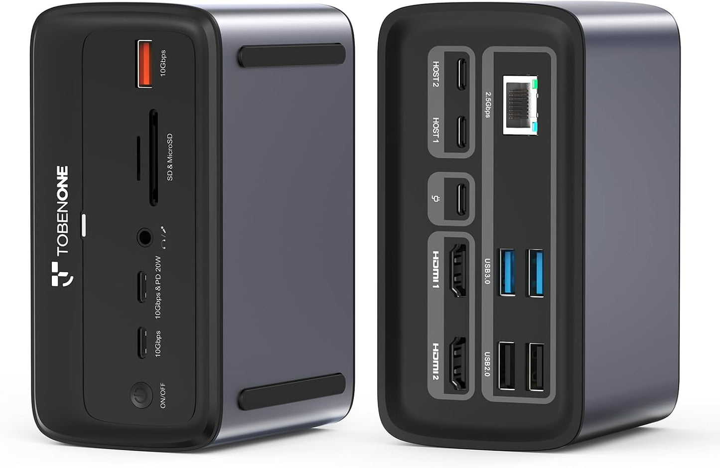 TobenONE MacBook Docking Station Dual 4K@60Hz,7USB,2.5Gbps Ethernet | 2 HDMI, 100W Power Supply,20W Charging for Phone,Plug&Play, for Professionals, Software Developers, MacBook Pro/Air Owners