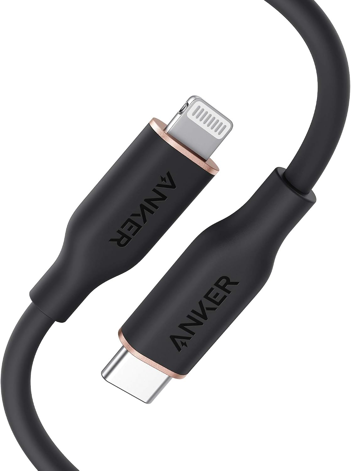 Anker USB C to Lightning Cable, MFi-Certified (3 ft, Midnight Black) | PowerLine III Flow Silicone Charging Cord, for iPhone 13 / 13 Pro, and More