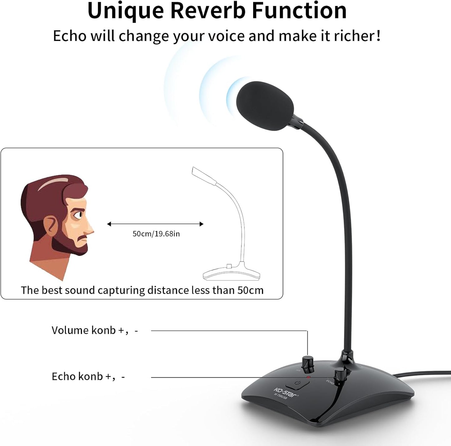 USB Gooseneck Conference Microphone, Flexible 360° Omnidirectional Desktop Mic with Noise-Canceling, Mute Button & Volume Control, Plug & Play for Meeting, Streaming, Podcast, PC/Mac/Laptop