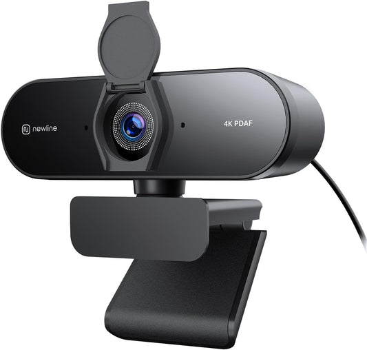 N newline 4K Webcam for PC with PDAF Autofocus, Privacy Cover, Dual Microphones, 4K@30FPS & 1080P@60FPS, Auto Light Correction, Plug & Play USB Camera for Laptop, Mac & Desktop, Streaming