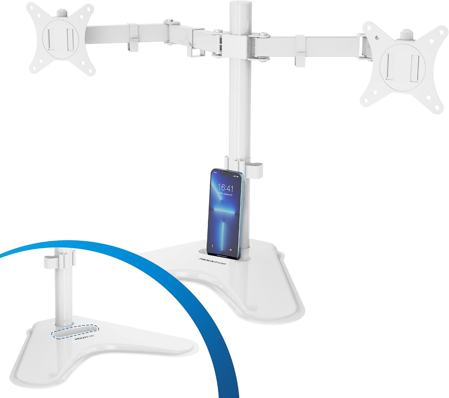Mount-It! Dual Monitor Desk Stand Mount for 2 Screens VESA 75x75 & 100x100 | Fits two VESA 75x75/100x100 screens, sturdy desk stand for a clean dual-monitor workstation.