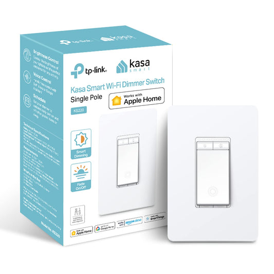 Kasa Apple HomeKit Smart Dimmer Switch KS220, Single Pole, Neutral Wire Required, 2.4GHz Wi-Fi Light Switch Works with Siri, Alexa and Google Home, UL Certified, No Hub Required, White