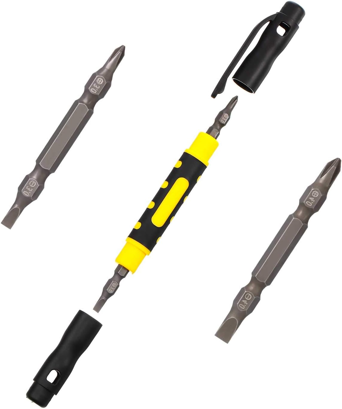 Mudder 4 Pieces Pocket Screwdriver 4 in 1 Multipurpose Portable Crossing Flathead Pen Screwdriver for Repairing